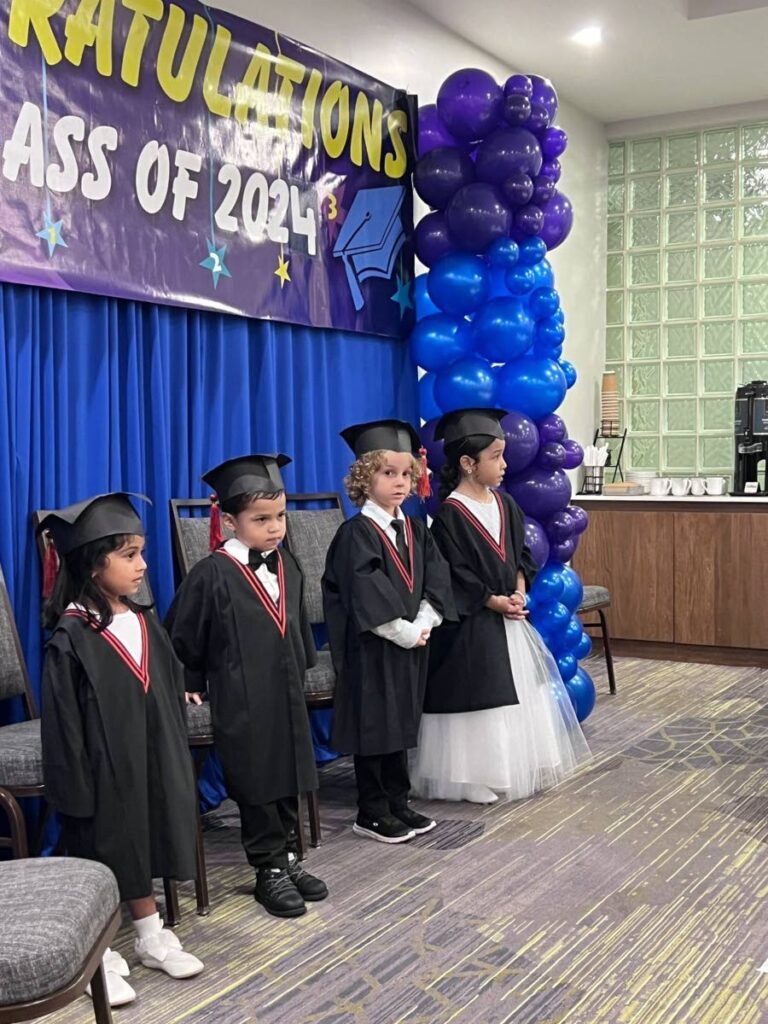 These four graduates of the Aunty Nancy's Children’s House Montessori, St James, will start their primary school next term at St Bernadette’s, St Andrews and two at Maria Regina. 
 - 