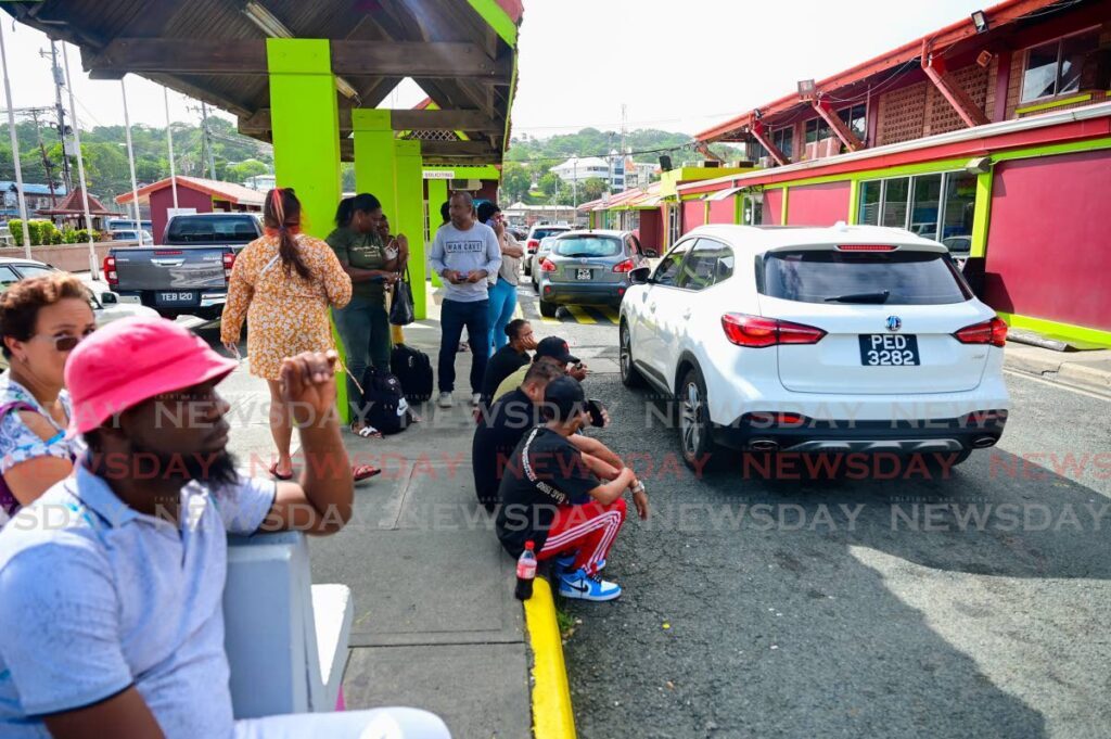 Passengers at the Scarborough port on July 2 after all sailings were cancelled the preceding day due to Hurricane Beryl. - Photo courtesy Visual Styles