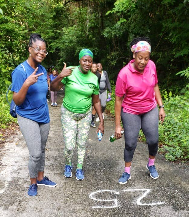 ERHA members take part in a hike through the rainforest in Chaguaramas last Saturday.