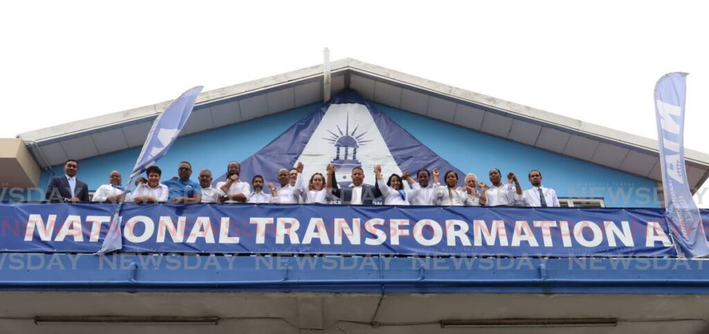 Executive members of the National Transformation Alliance at the party's new headquarters in Mt Lambert on July 6. - Faith Ayoung