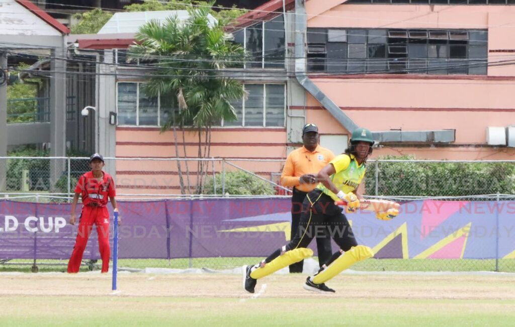 Jamaican batter Jaunel Deers plays a shot against TT during the CWI Rising Stars Women's U19 Championships at the Sir Frank Worrel Cricket Ground, UWI-Spec, St Augustine on Sunday. - AYANNA KINSALE