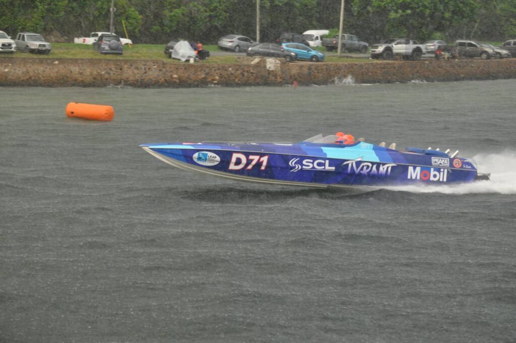 Tyrant races in the 95mph class in the TT Powerboat Association National Championship regatta at Caster Cove, Chaguaramas, on July 13. - Photo courtesy Ronald Daniel 