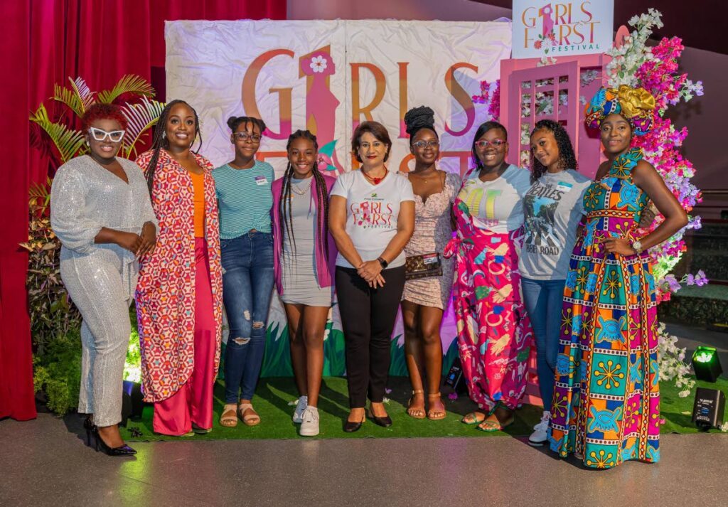   Karen Darbasie, First Citizens Group CEO and founder of the Girls First Festival with 2023 attendees. - 