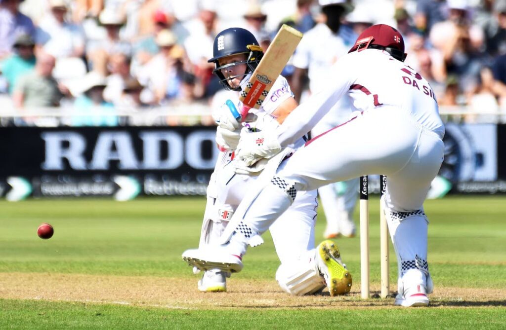 England’s Ollie Pope plays a shot during day one of the second Test against West Indies at Trent Bridge cricket ground, Nottingham, England, on July 18, 2024. - AP PHOTO