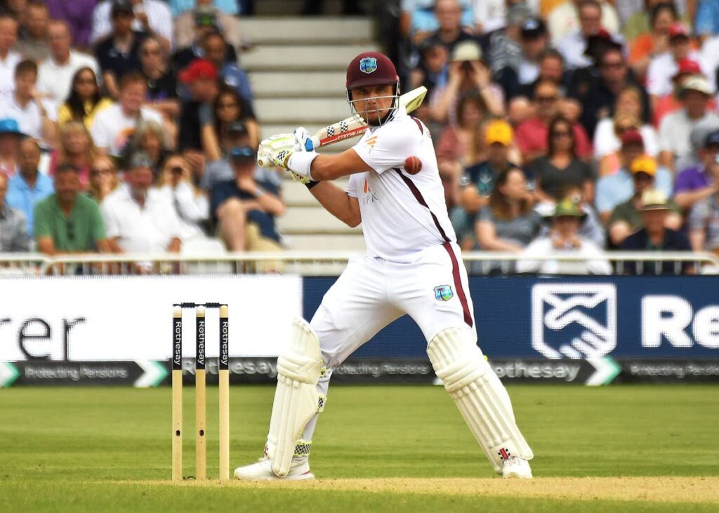 West Indies wicketkeeper/batsman Joshua Da Silva plays a shot during day three of the second Test between England and West Indies at Trent Bridge Cricket Ground in Nottingham, England on July 20. - AP PHOTO