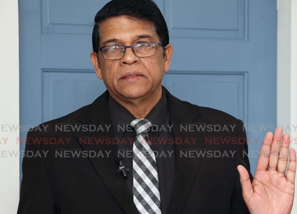 Attorney Prakash Ramadhar at a news conference held at his office on Lord Street, San Fernando on July 30. - Photo by Venessa Mohammed