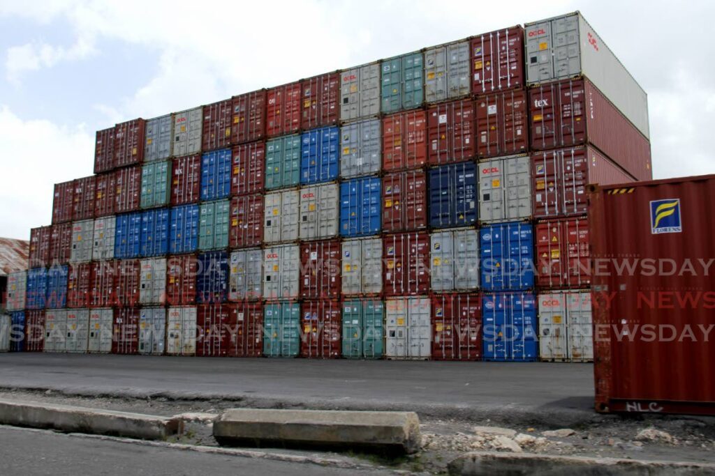 A stack of shipping containers at the Port Authority of Trinidad and Tobago on Dock Road, Port of Spain. - File photo by Ayanna Kinsale