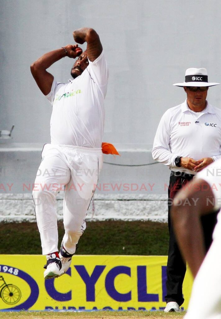 TT and West Indies pacer Shannon Gabriel in full flight on day one of the 2023 Test against India at the Queen's Park Oval, Port of Spain. - File photo