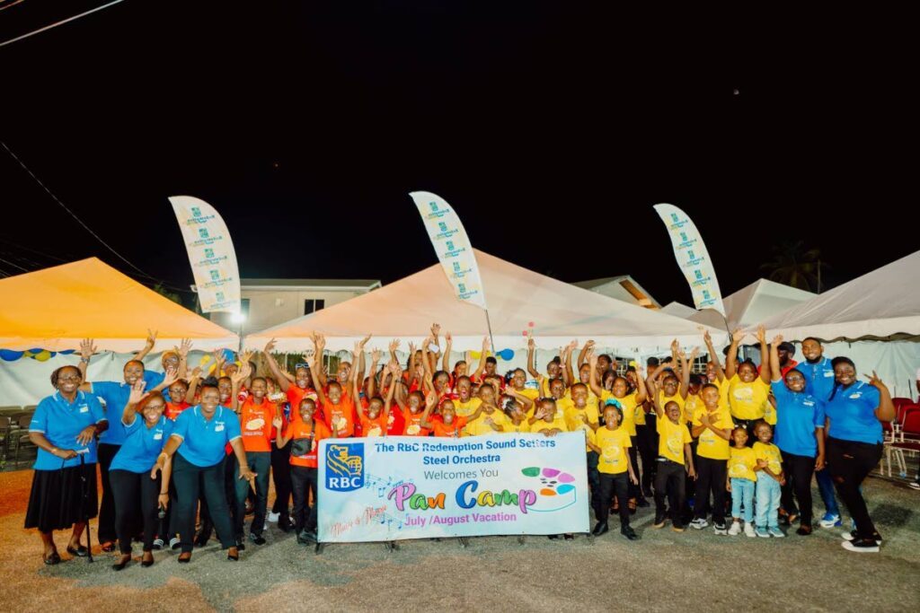 Participants and executives of the RBC Redemption Sound Setters Steel Orchestra pan camp.  - 