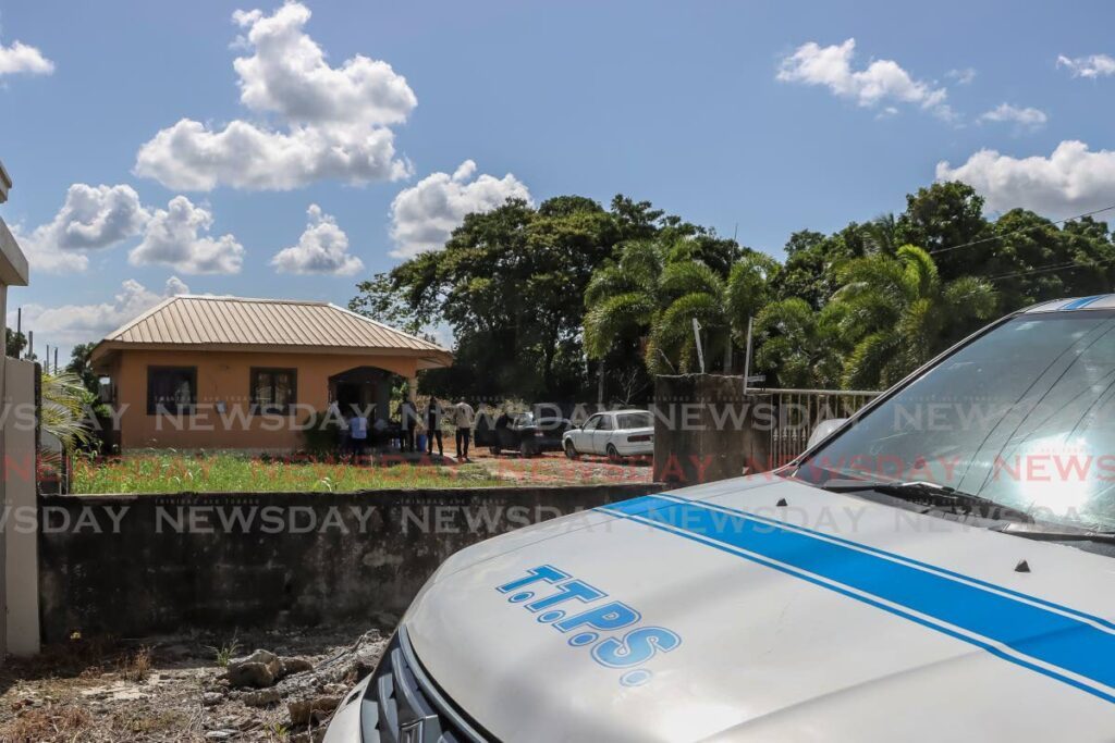 The house at Razak Trace, Freeport, at which police killed six suspects in a shootout on August 14. Photo by Venessa Mohammed.