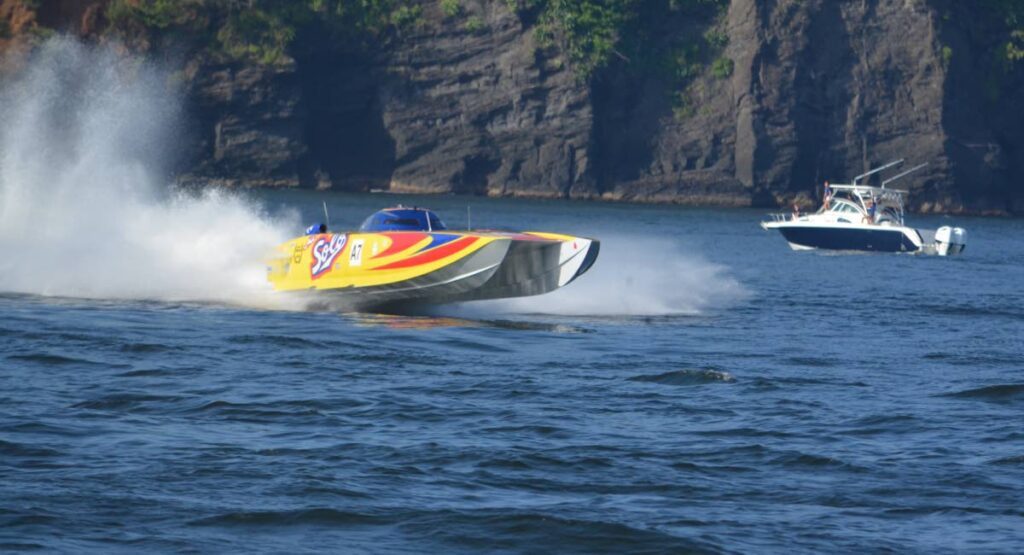 Mr Solo Too speeds through the water during the TT Great Race on August 17.  - Photo by Ronald Daniel 