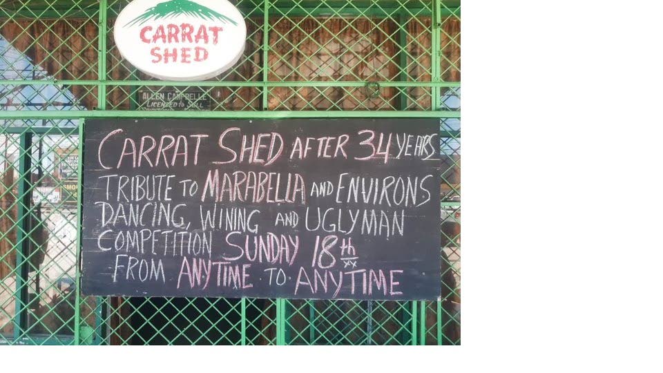 FAMOUS NOTICE BOARD: The famous notice board daily reflected current and international affairs at Carrat Shed. Now it is being used to announce the closure and last lap events to celebrate loyal supporters over the past 34 years. - 