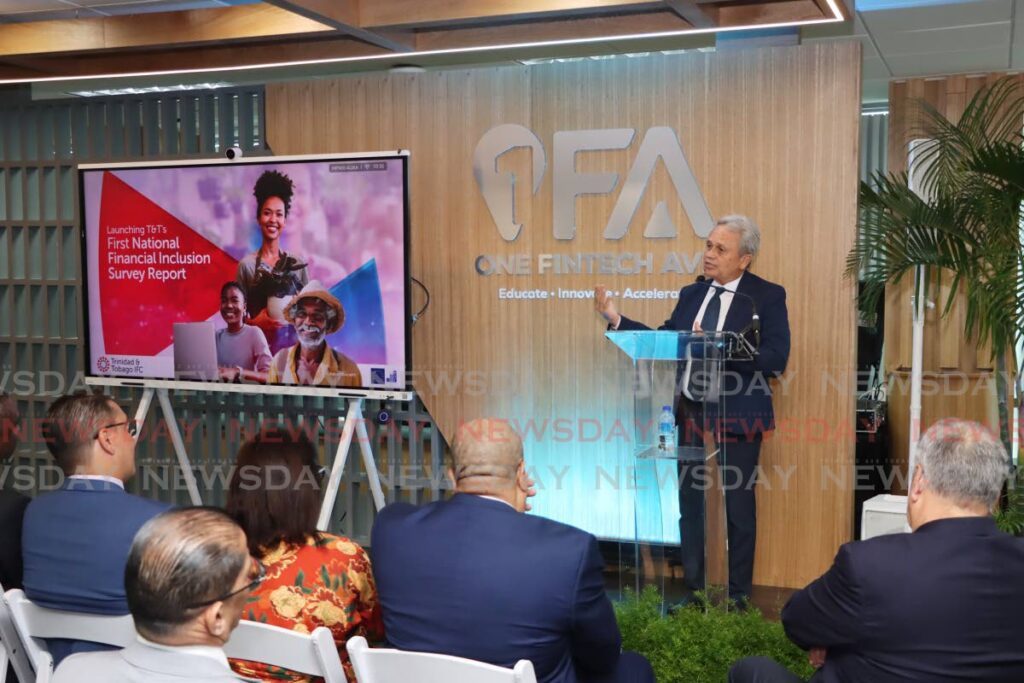 Minister of Finance Colm Imbert speaks during the launch of the National Financial Inclusion Survey Report (2023) at Tower D, International Waterfront Complex, Wrightson Road, Port of Spain on August 20. - Photo by Ayanna Kinsale