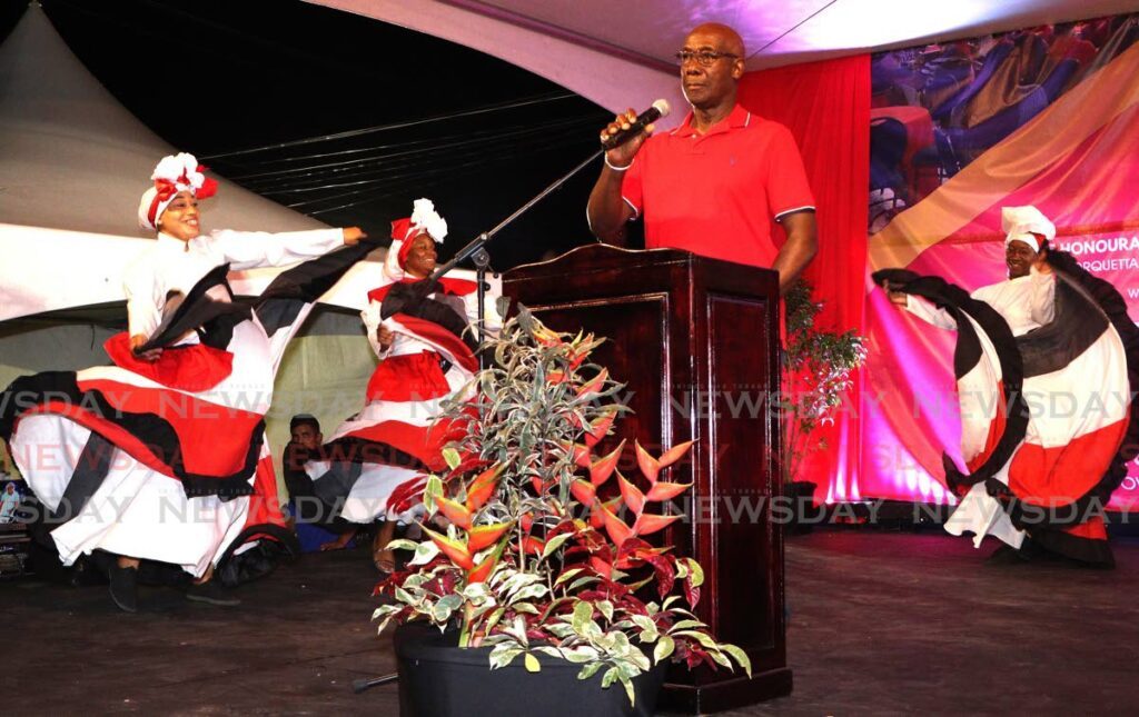  Dr Keith Rowley speaks at the PNM's La Horquetta constituency meeting on August 20.  - Photo by Angelo Marcelle