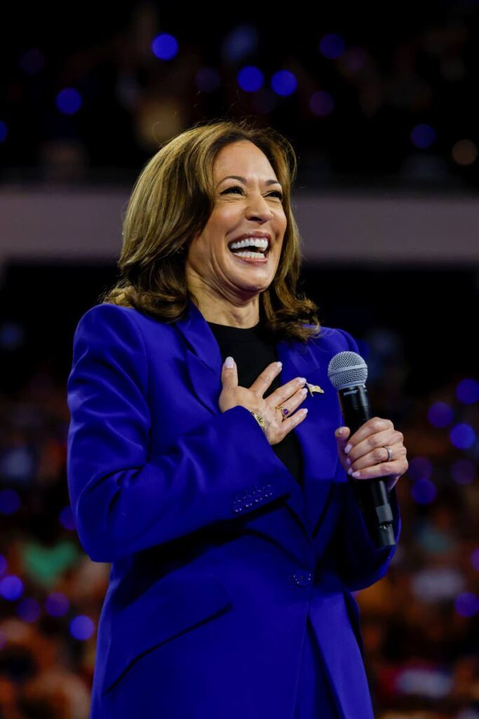 Democratic presidential nominee Vice President Kamala Harris speaks during a campaign stop at Fiserv Forum in Milwaukee, on August 20. AP Photo - 