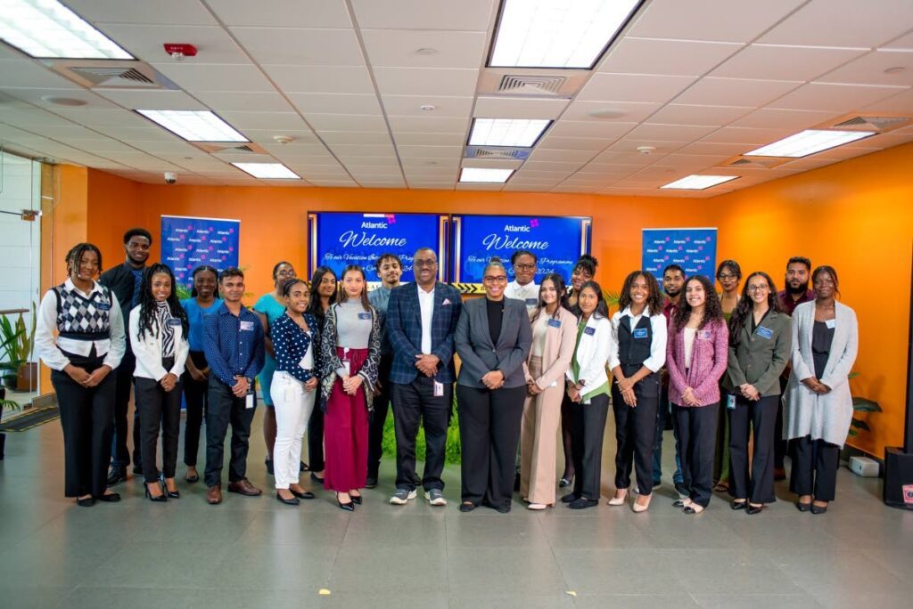 Atlantic’s Vacation Intern cohort 2024 participants with chief operating officer Jean Andre Celestain, centre, and vice president – people and culture Arlene Hendrickson. - 