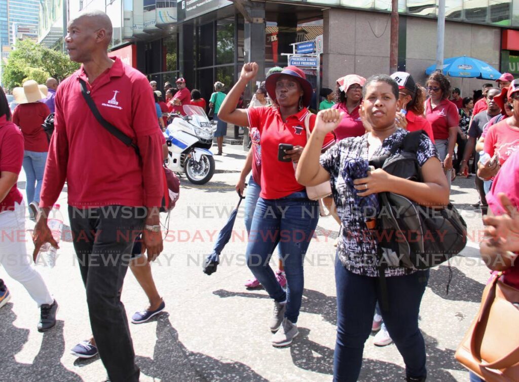 In this 2019 file photo, teachers protest for better working conditions during a rally in Port of Spain. - Photo by Ayanna Kinsale