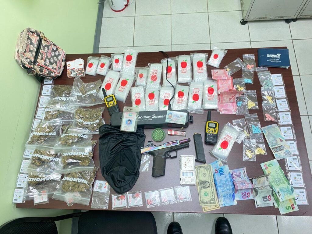 The items allegedly seized by police in Lambeau, Tobago on August 10. - Photo courtesy TTPS