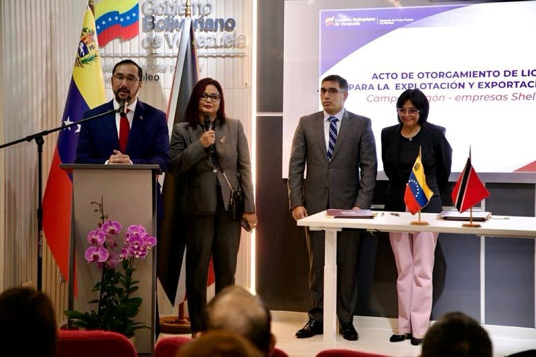 FLASHBACK: Energy Minister Stuart Young during the signing ceremony for the Dragon Gas Field licence in Caracas, Venezuela in December 2023. - File photo