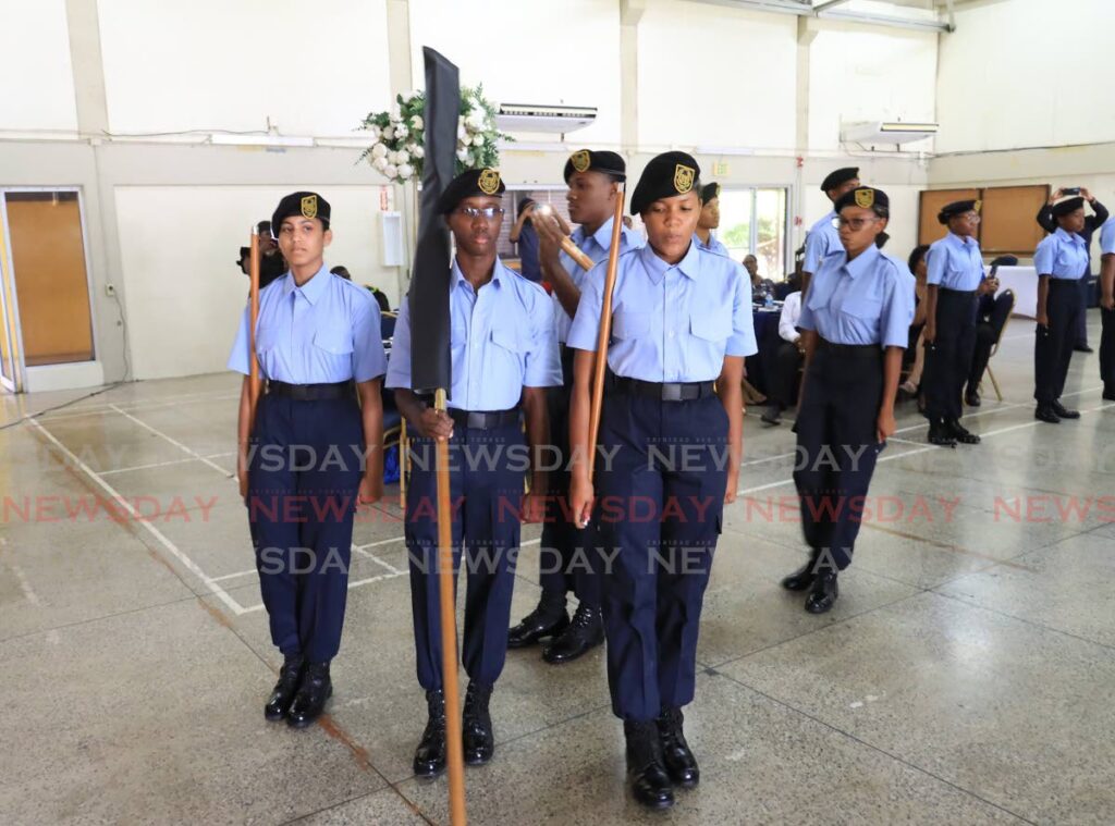 TT Paramilitary Police Youth Club recruits at the club's launch at UTT Teachers Training College in Valsayn on April 6. - File photo by Roger Jacob 