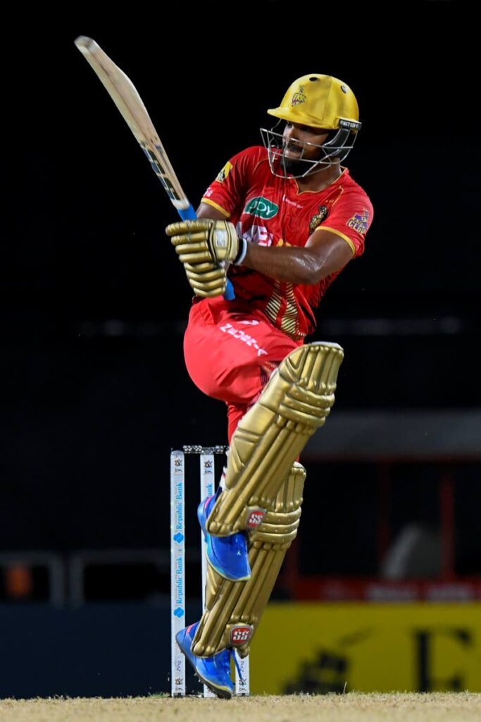 Nicholas Pooran of Trinbago Knight Riders hits 6 during the Men’s 2024 Republic Bank Caribbean Premier League match 3 against St Kitts and Nevis Patriots at Warner Park Sporting Complex on August 31, 2024 in Basseterre, Saint Kitts and Nevis. (CPL T20 via Getty Images) - (CPL T20)