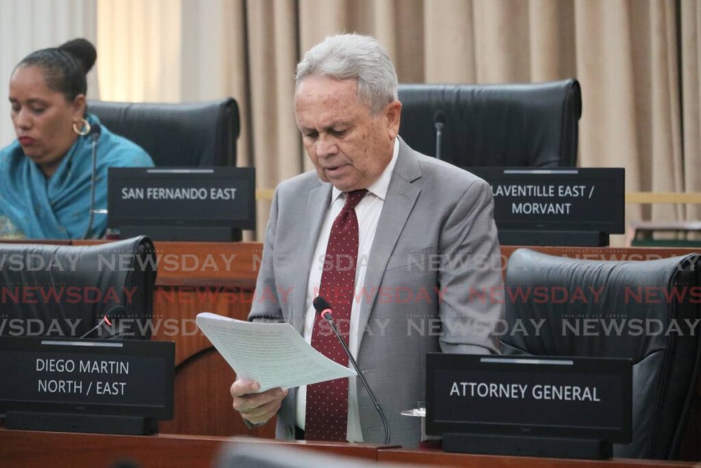 Finance Minister Colm Imbert reads a statement in Parliament on the Auditor General's Special Report on September 9.  - Photo Courtesy Parliament 