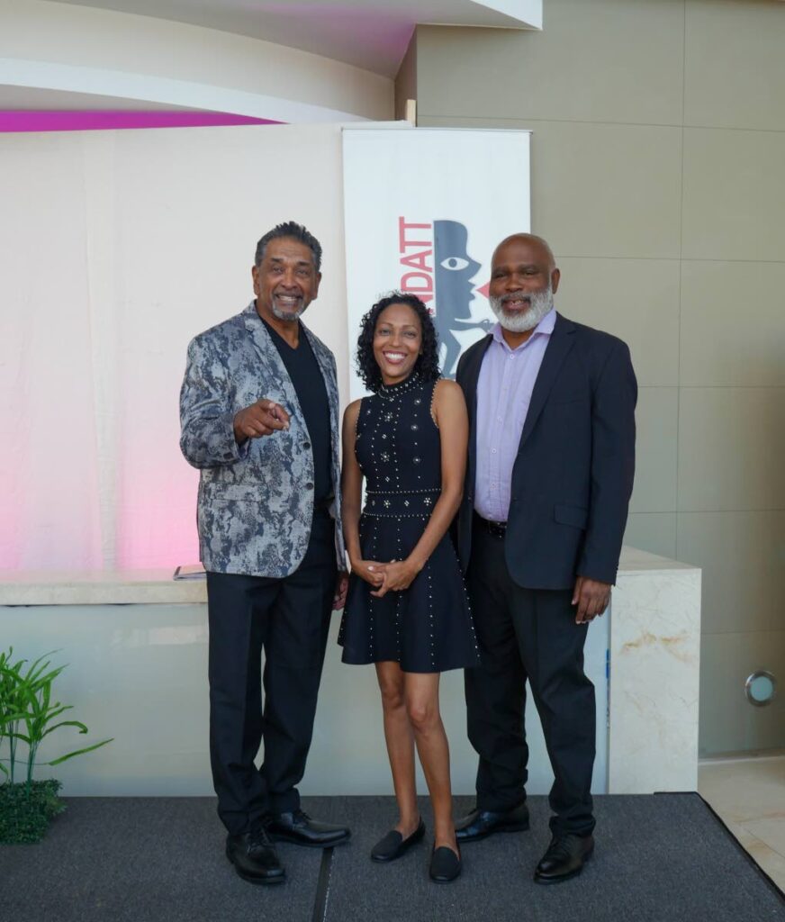 New Play Festival artistic director Marvin Ishmael, Festival director Safa Niamat-Ali and actor Michael Cherrie at the launch of the Festival at NAPA on September 8 - Photo courtesy Ramdin Consultancy