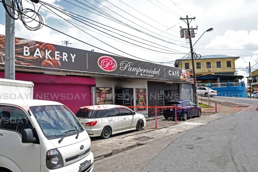 The Pumpernickel Bakery and Café on Coffee Street, San Fernando that was partially damaged by fire on September 12. - Photo by Lincoln Holder 