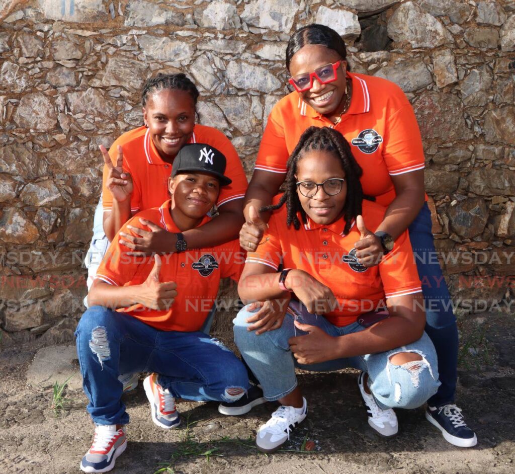 Founders of Cheerful Company, back row from left, Shanelle Felix, Avril Carrington, front left, Jewel Sifontes and Keisha Punter. - Photo by Angelo Marcelle