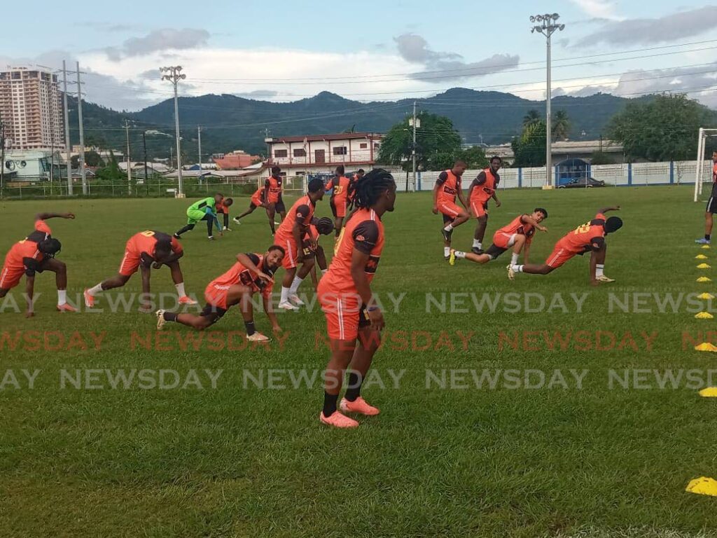 AC Port of Spain players in a practice session at the Hasely Crawford Stadium training ground on September 16.  - 