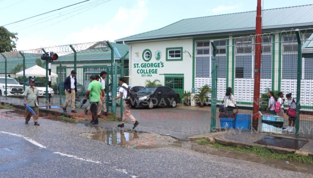 St George's College, Barataria after midday rain flooded parts of the school on September 17. - Photo by Angelo Marcelle