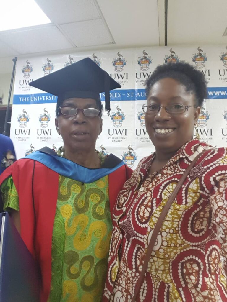 Hazel Brown, left, and Natasha Nunez at UWI graduation in 2017. - 