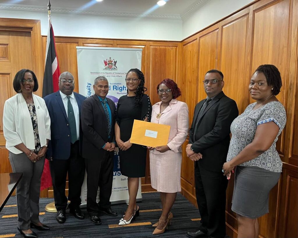 The new Children's Authority of Trinidad and Tobago board was sworn in on September 19, at the OPM Office in St. Clair. (L-R) Deputy chair of the board of management of the Children’s Authority Jenifer Boucaud-Blake; Children’s Authority director Sheldon Cyrus; OPM permanent Secretary (Ag) Vijay Gangapersad; Minister in the Office of the Prime Minister with responsibility for Gender and Child Affairs Ayanna Webster-Roy; chair of the board of management of the Children’s Authority Marsha Bailey; OPM deputy permanent secretary (Gender and Child Affairs) Sanjay Singh; and OPM child affairs division coordinator Irma Bailey-Reyes. -