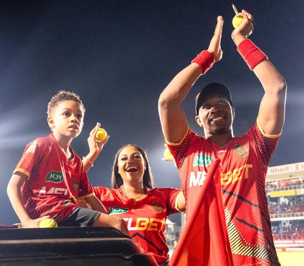 TKR legend Dwayne Bravo does a lap of honour in front of his home fans at the Queen's Park Oval, St Clair, after beating the Guyana Amazon Warriors in the Republic Bank Caribbean Premier League on September 18.  - Trinbago Knight Riders 