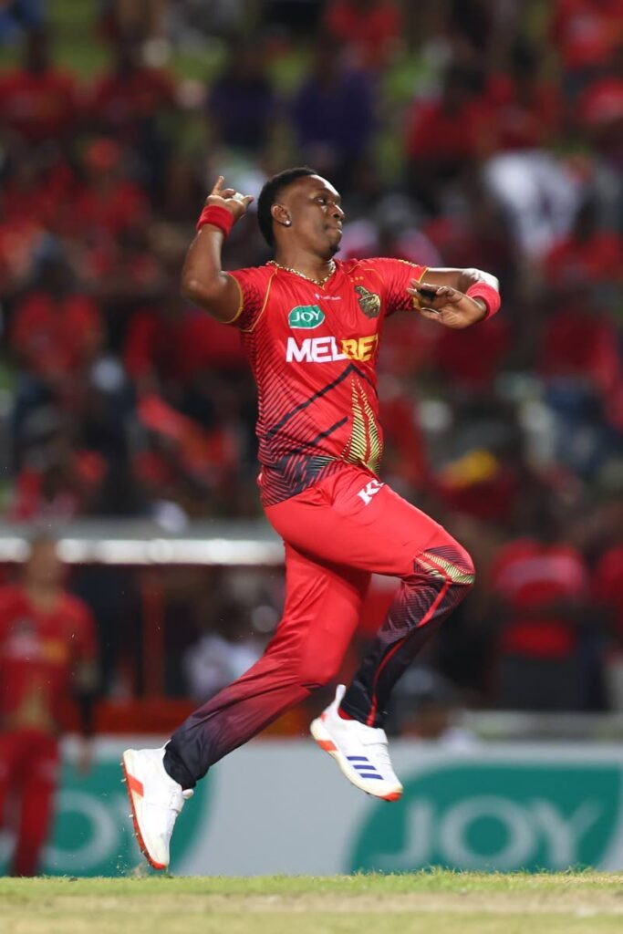 Dwayne Bravo of Trinbago Knight Riders bowls during the 2024 Republic Bank Caribbean Premier League match between Trinbago Knight Riders and St Kitts and Nevis Patriots at Brian Lara Cricket Academy on September 22, in Tarouba. - Photo courtesy CPL T20