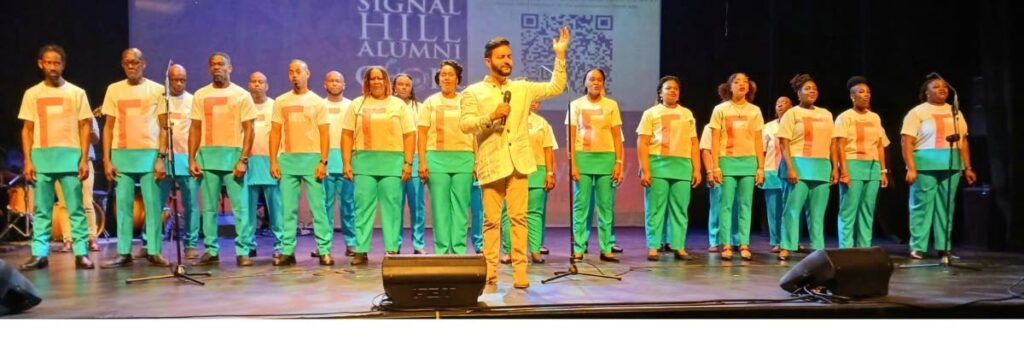 Neval Chatelal performs with the Signal Hill Alumni Choir at Naparima Bowl, San Fernando, on September 21. - Photo Courtesy Signal Hill Alumni Choir