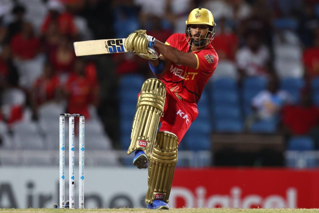 Nicholas Pooran of Trinbago Knight Riders bats during the 2024 Republic Bank Caribbean Premier League.  -  CPL T20