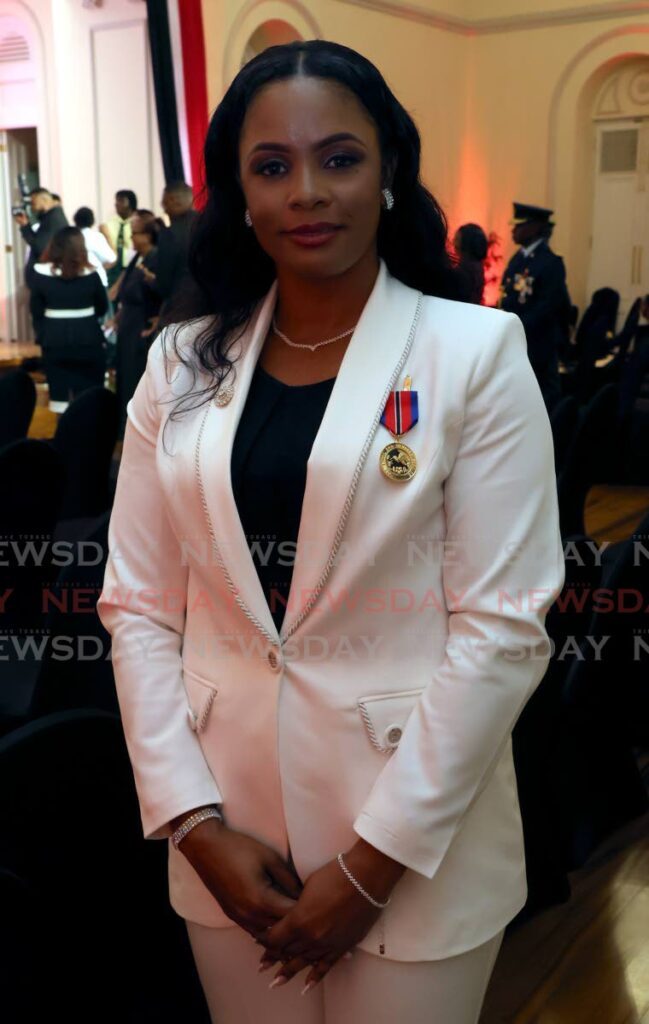 Former TT and West Indies cricket captain Merissa Aguilleira after receiving Hummingbird Gold at the 2024 Republic Day National Awards ceremony, at President’s House, Port of Spain, on September 24, 2024. - Photo by Roger Jacob 