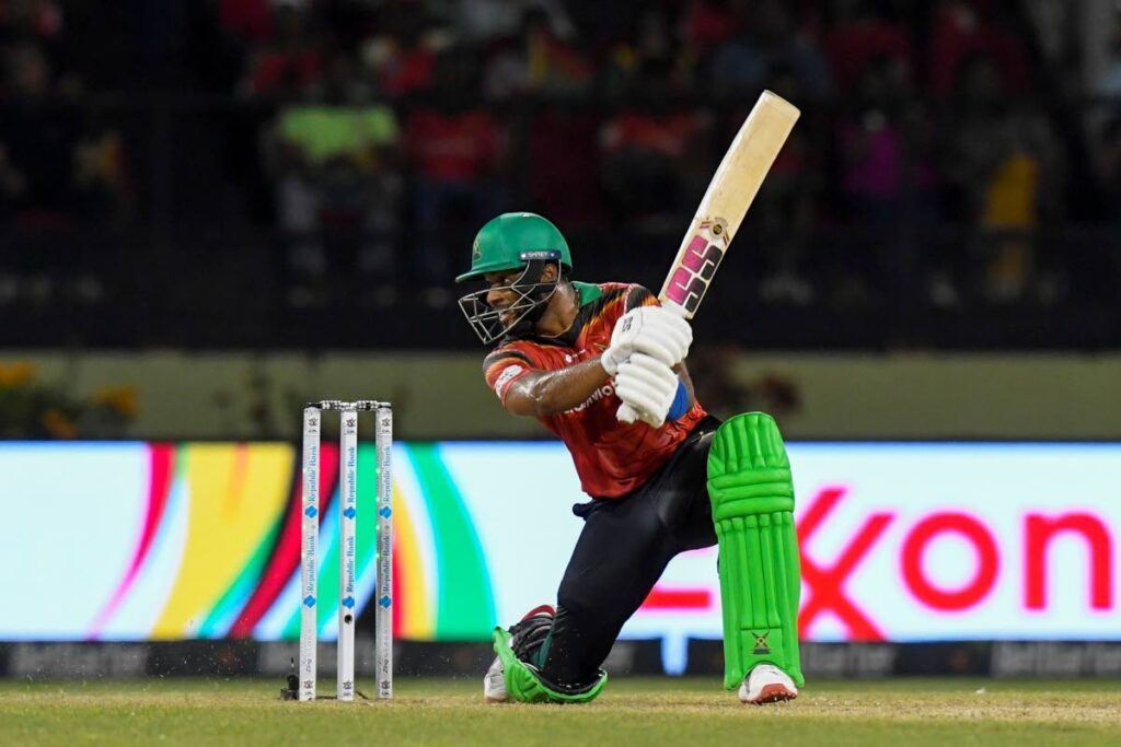 Guyana Amazon Warriors skipper Shai Hope hits a shot during the 2024 Republic Bank Caribbean Premier League match against Barbados Royals at Guyana National Stadium, Providence on September 25. (Photo courtesy Randy Brooks/CPL T20 via Getty Images) - 