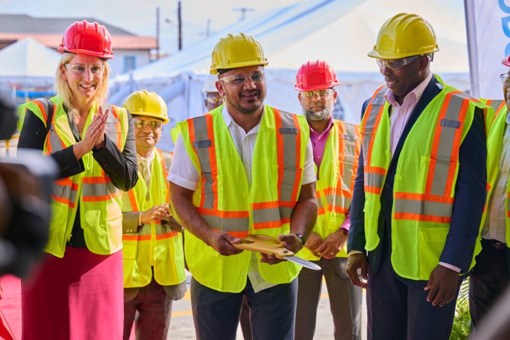 Nicole Theriot – US Ambassador to Guyana, Vickram Bharrat – Minister of Natural Resources (Guyana), centre, and Vaughn Martin – executive chairman, Massy Gas Products at the commissioning of the air separation plant at Old Eccles Road, East Demerara, Guyana.  - Photo courtesy Massy Gas Products