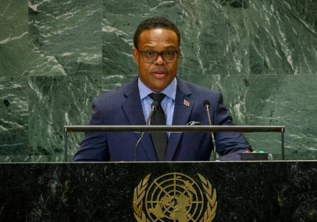 Foreign and Caricom Affairs Minister Dr Amery Browne at the 79th session of the UN General Assembly in New York on September 29. - Photo courtesy Ministry of Foreign and Caricom Affairs