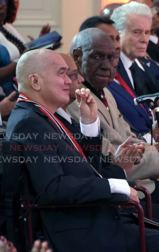 SON OF THE SOIL: Former NGC president Mark Loquan shortly after he received the Order of the Republic of TT (ORTT) during the National Awards ceremony on Republic Day, at President's House in St Ann's. - Photo by Roger Jacob