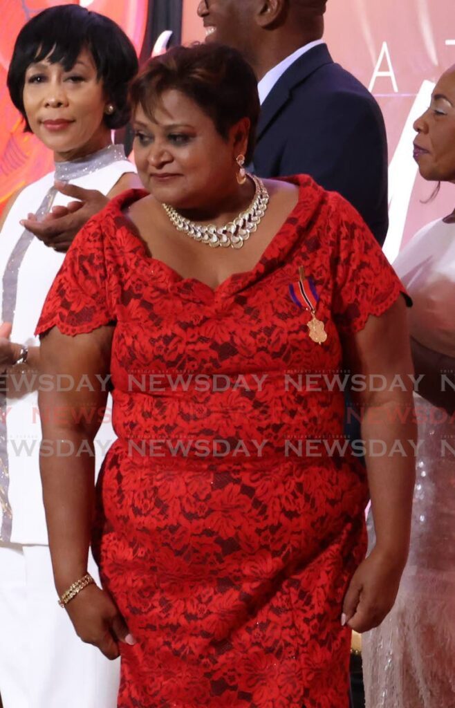 NWRHA employee Nadira Maharaj, recipient of the Medal of Merit (gold) for healthcare at the Republic Day National Awards ceremony at President's House, Port of Spain, on September 24. - Photo by Roger Jacob