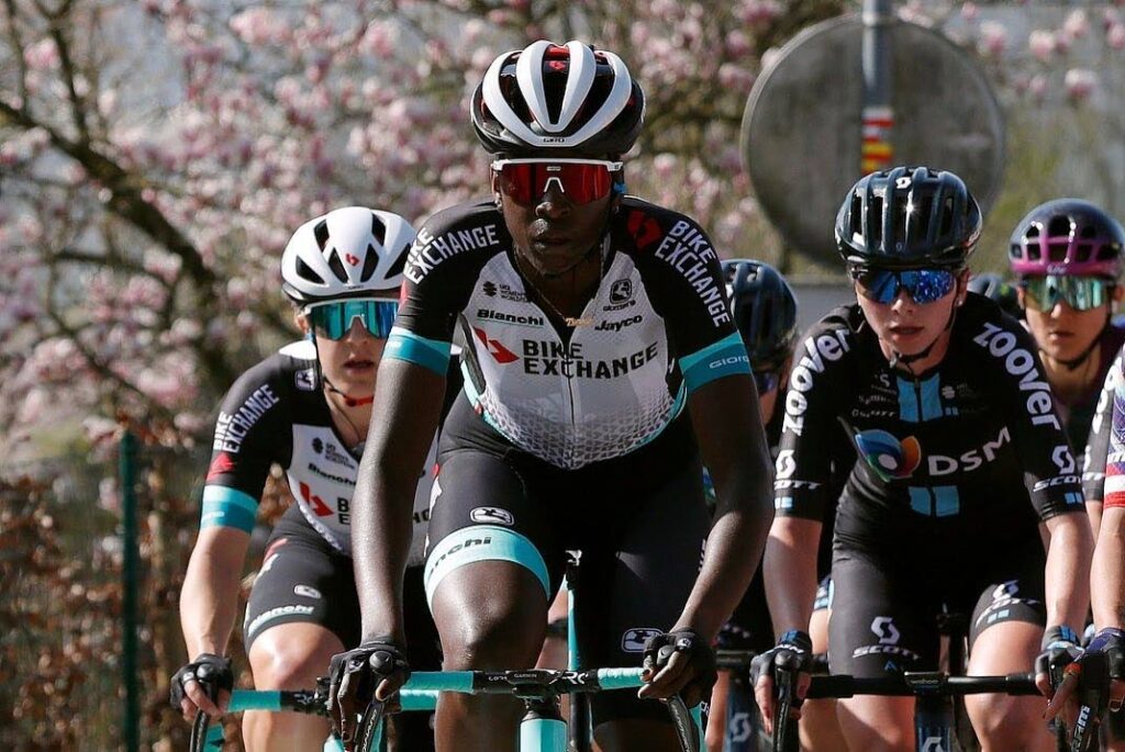 Teniel Campbell, riding for Team BikeExchange, in a women's road race in Belgium. FILE PHOTO   - 