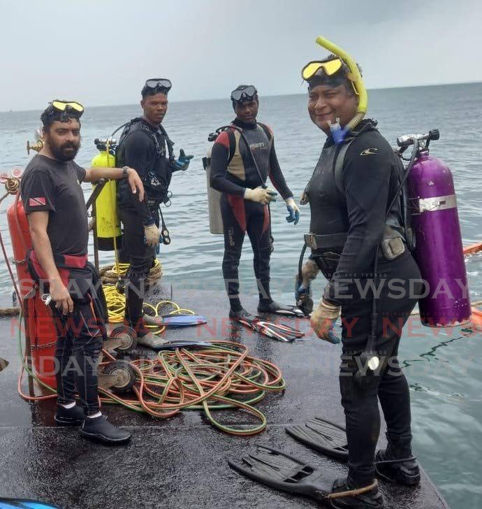 The four divers who died in an accident at Paria Fuel Trading Company Ltd's Pointe-a-Pierre facility in February 2022. From left: Kazim Ali Jnr, Yusuf Henry, Rishi Nagassar and Fyzal Kurban. - 