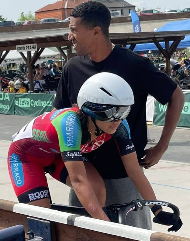 In this file photo, TT cyclist Makaira Wallace lines up for a sprint in Prague, Czech Republic alongside her is coach and two-time TT Olympic cyclist Njisane Phillip.  - Courtesy JLD Cycling