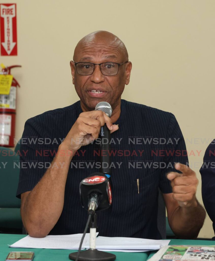 OWTU president general Ancel Roget during a press conference at the Banking, Insurance and General Workers Union, Barataria on August 21. - File photo by Faith Ayoung