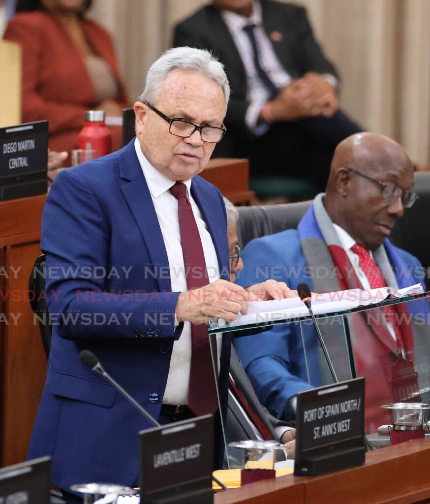 Finance Minister Colm Imbert during his presentation of the 2024/2025 budget on September 30. At right is Prime Minister Dr Keith Rowley. - ROGER JACOB