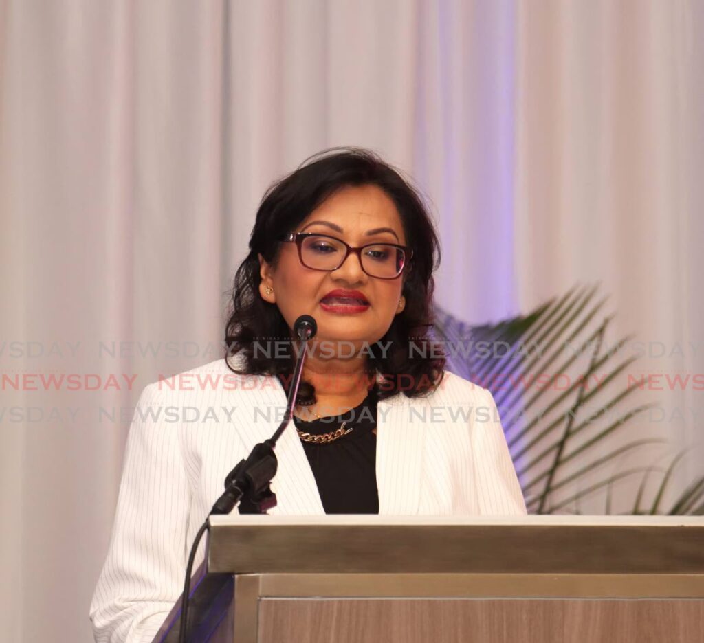 Vashti Guyadeen, CEO of TT Chamber speaks at the annual post-bugdet meeting at Hyatt Regency, Port of Spain on October 1. - Photo by Faith Ayoung