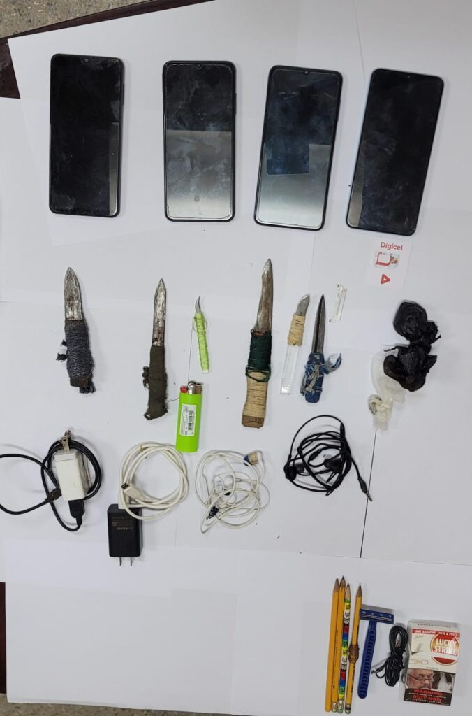 The items that were seized from inmates at Maximum Security Prison, Arouca, during a police exercise.  - Photo courtesy TTPS